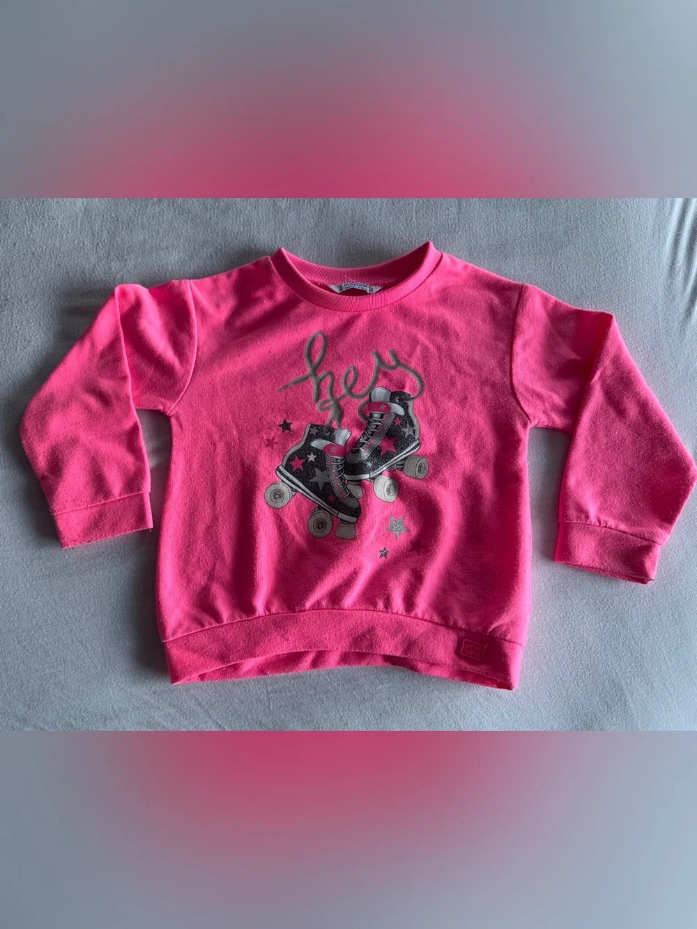 Mayoral Girls Size 3 Pink Roller Skate Graphic Sweater Sweatshirt